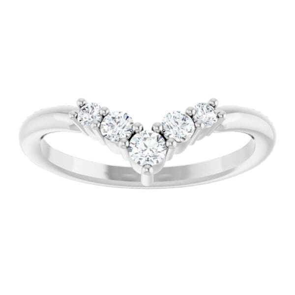 14K White 1/4 CTW Natural Diamond Graduated V Ring - Image 2