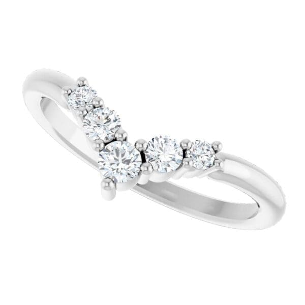 14K White 1/4 CTW Natural Diamond Graduated V Ring - Image 3