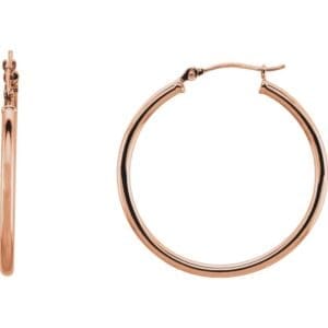 14K Rose Tube 30 mm Hoop Earrings