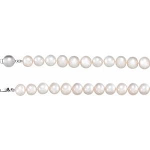 Sterling Silver Cultured White Freshwater Pearl 18" Necklace