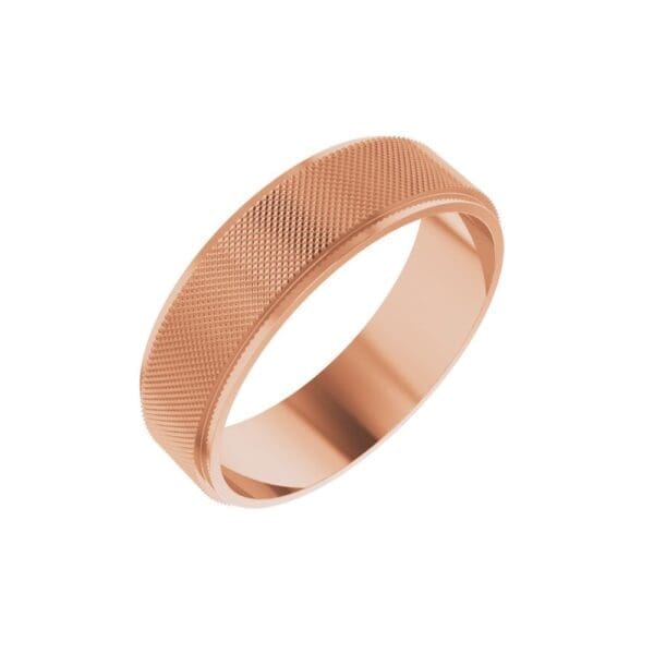 10K Rose 6 mm Knurled Pattern Band Size 9