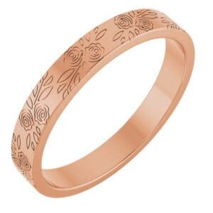 10K Rose 3 mm Rose Pattern Band Size 5