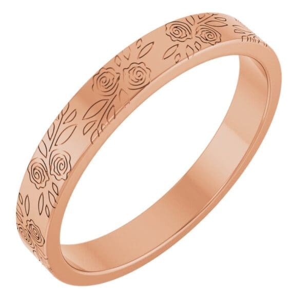 10K Rose 3 mm Rose Pattern Band Size 5