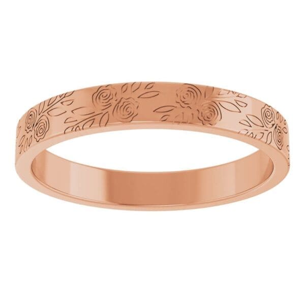 10K Rose 3 mm Rose Pattern Band Size 5 - Image 2