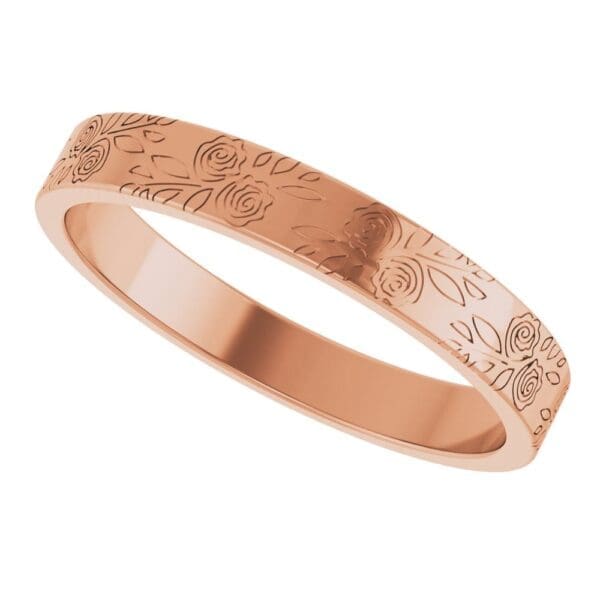 10K Rose 3 mm Rose Pattern Band Size 5 - Image 4