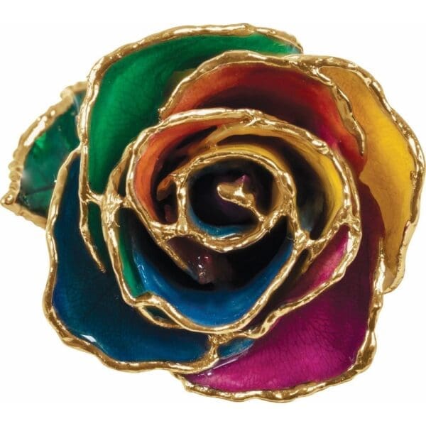 Lacquered Rainbow Rose with Gold Trim - Image 2