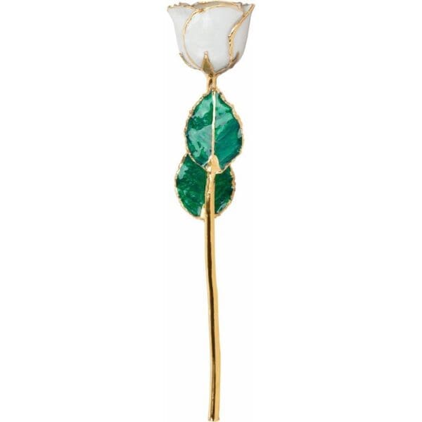 Lacquered Pearl Colored Rose with Gold Trim - Image 3