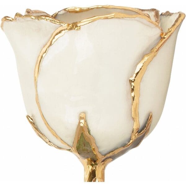 Lacquered Pearl Colored Rose with Gold Trim - Image 2