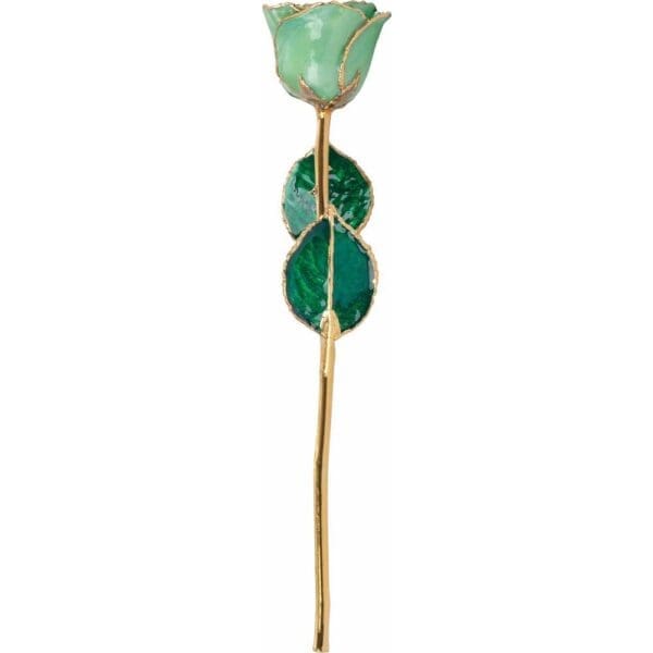 Lacquered Peridot Colored Rose with Gold Trim - Image 2
