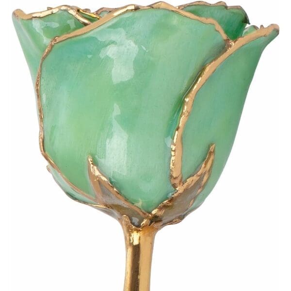 Lacquered Peridot Colored Rose with Gold Trim - Image 3