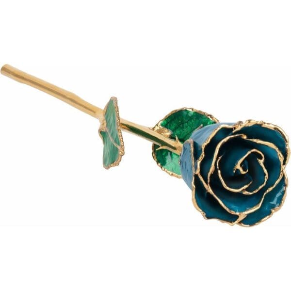 Lacquered Black Rose with Gold Trim