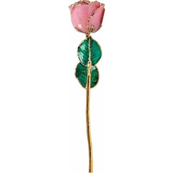 Lacquered Pink Sparkle Rose with Gold Trim - Image 2