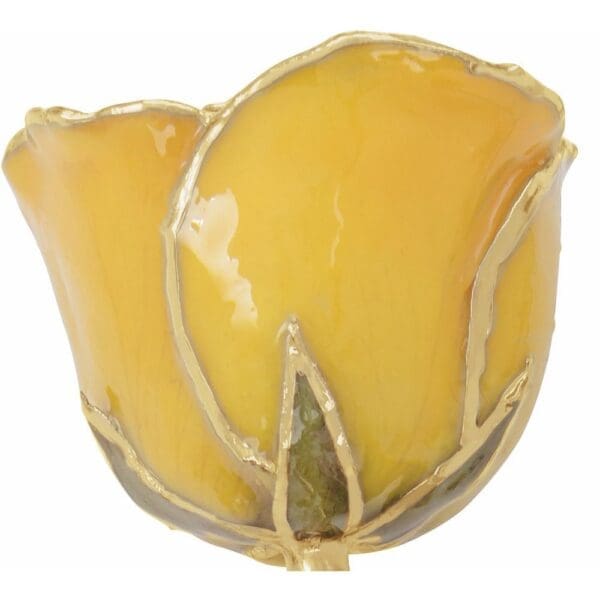 Lacquered Yellow Rose with Gold Trim - Image 4