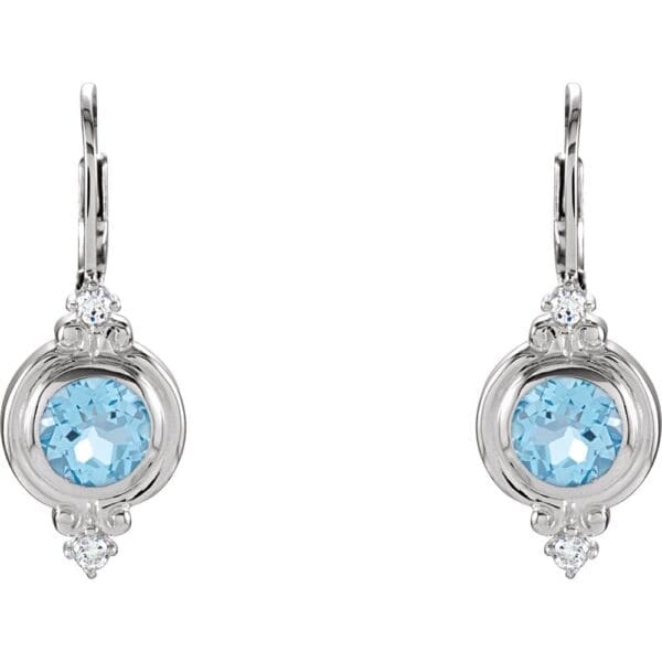 Sterling Silver Natural Swiss Blue Topaz & Imitation White Cubic Zirconia Earrings - Image 3
