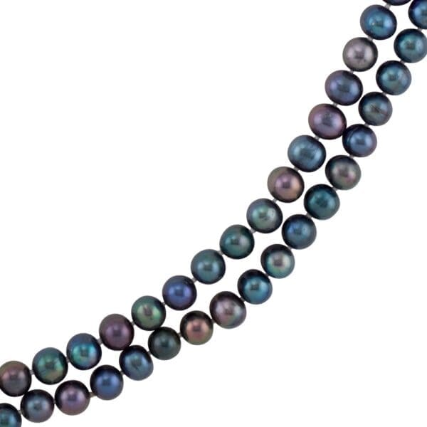 8-8.5 mm Cultured Black Freshwater Pearl 72" Rope Necklace - Image 4