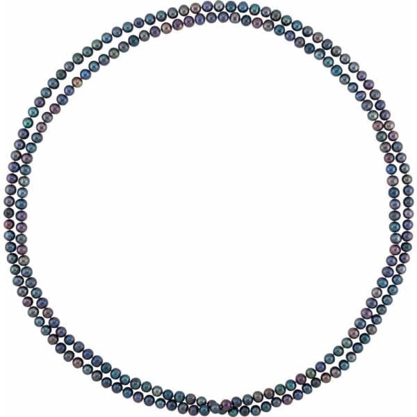 8-8.5 mm Cultured Black Freshwater Pearl 72" Rope Necklace - Image 5