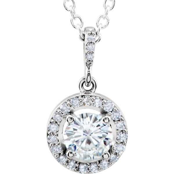 14K White 1/2 CTW Natural Diamond Halo-Style 18" Necklace