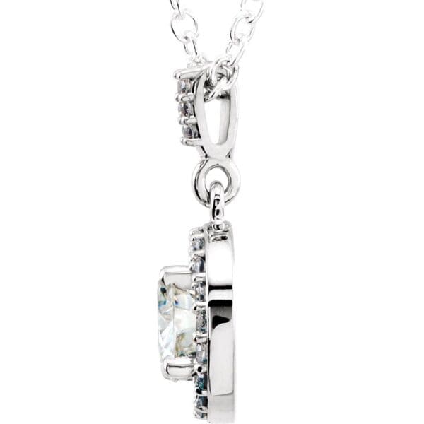 14K White 1/2 CTW Natural Diamond Halo-Style 18" Necklace - Image 2