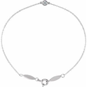 14K White .08 CT Natural Diamond 7" Bracelet