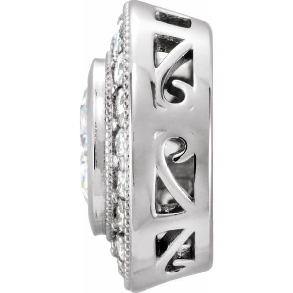 14K White 6.5 mm Forever One™ Lab-Grown Moissanite & 1/3 CTW Natural Diamond Pendant - Image 2