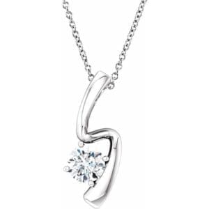 14K White 6 mm Forever One™ Lab-Grown Colorless Moissanite 16-18" Necklace