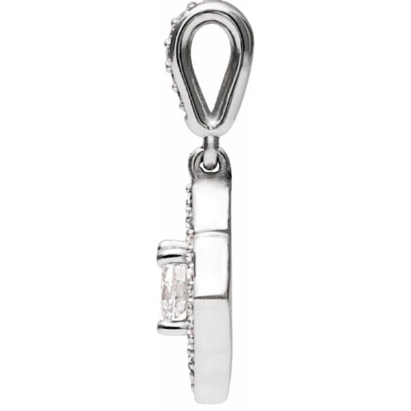 14K White 5 mm Forever One™ Lab-Grown Moissanite & 1/8 CTW Natural Diamond Pendant - Image 2