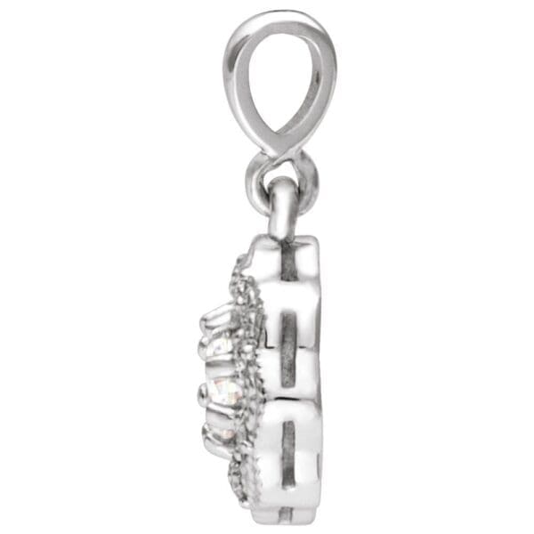 14K White 4 mm Round Forever One™ Lab-Grown Moissanite & .06 CTW Natural Diamond Pendant - Image 2