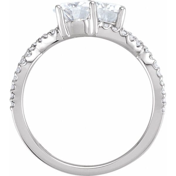 14K White 6 mm Forever One™ Lab-Grown Moissanite & 1/5 CTW Natural Diamond Ring - Image 2