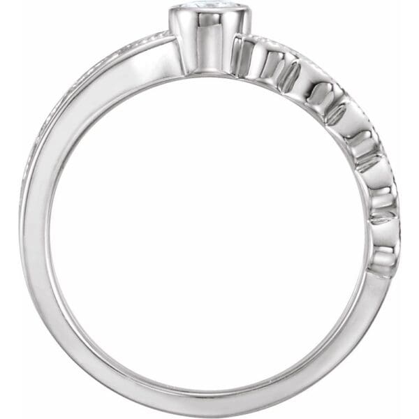 14K White 3.5 mm Forever One™ Lab-Grown Moissanite & .05 CTW Natural Diamond Ring - Image 2