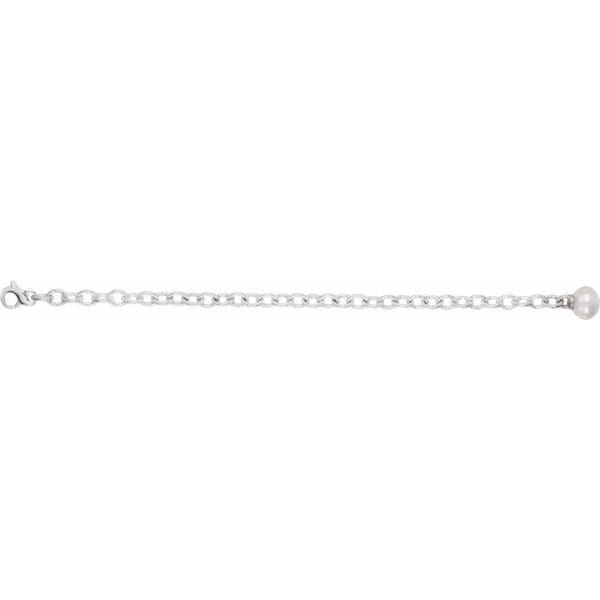 Sterling Silver Cultured White Freshwater Pearl 8 1/2" Bracelet - Image 2