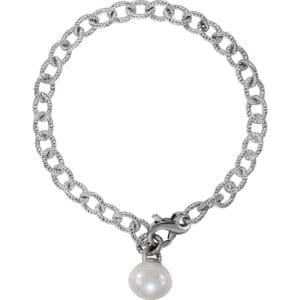 Sterling Silver Cultured White Freshwater Pearl 8 1/2" Bracelet