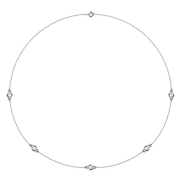14K White 1/4 CTW Natural Diamond 5-Station 18" Necklace - Image 2