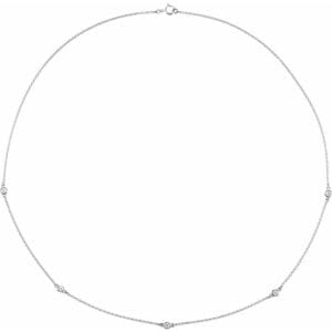 14K White 1/4 CTW Natural Diamond 5-Station 18" Necklace