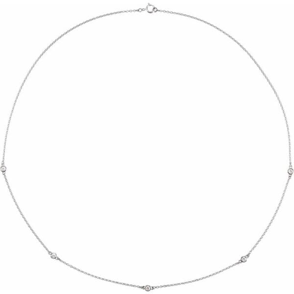14K White 1/4 CTW Natural Diamond 5-Station 18" Necklace