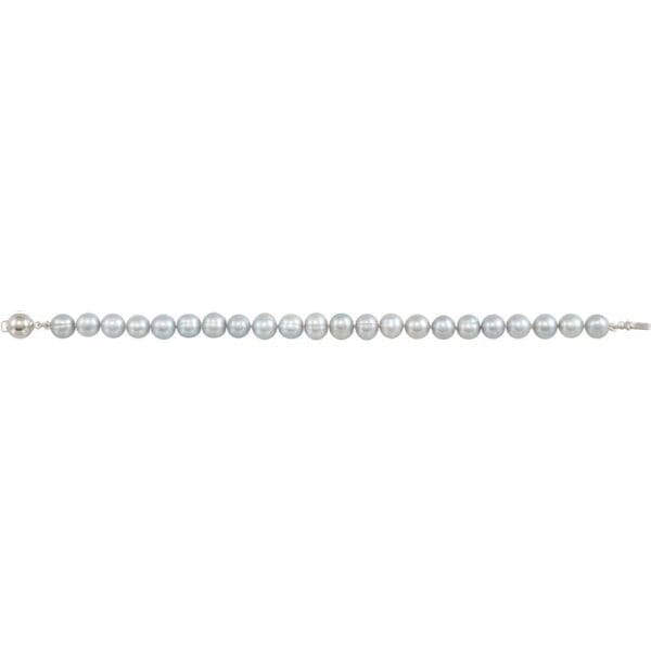 Sterling Silver Cultured Gray Freshwater Pearl 7 1/2" Bracelet - Image 2