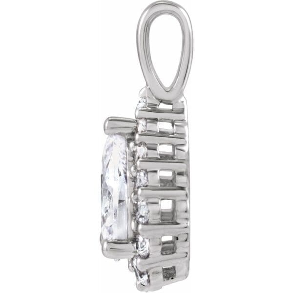 14K White 1 1/2 CTW Lab-Grown Diamond Halo-Style Pendant - Image 2