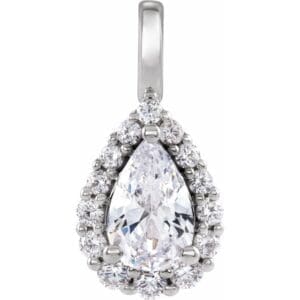 14K White 1 1/2 CTW Lab-Grown Diamond Halo-Style Pendant