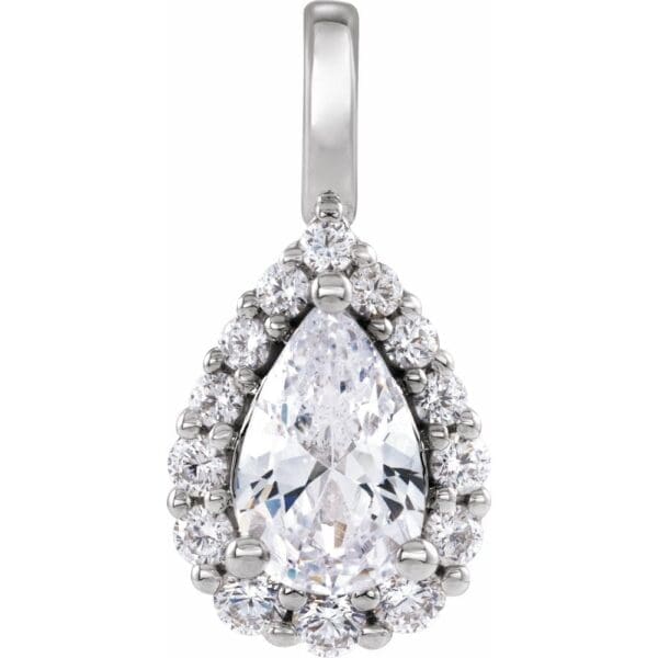14K White 1 1/2 CTW Lab-Grown Diamond Halo-Style Pendant