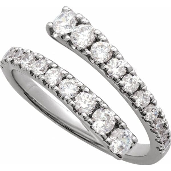 14K White 9/10 CTW Lab-Grown Diamond Bypass Ring - Image 2
