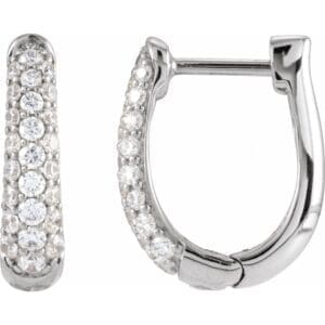 14K White 1/2 CTW Lab-Grown Diamond Hoop Earrings