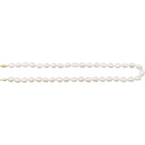 14K Yellow Cultured White Freshwater Pearl 18" Necklace - Image 2