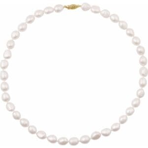 14K Yellow Cultured White Freshwater Pearl 18" Necklace