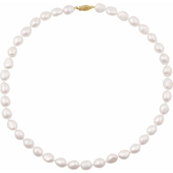 14K Yellow Cultured White Freshwater Pearl 18" Necklace