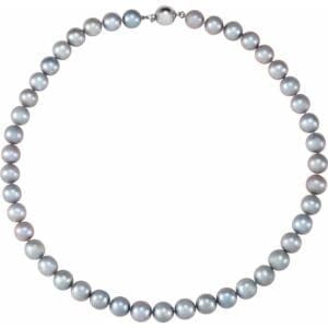 Sterling Silver Cultured Gray Freshwater Pearl 18" Strand