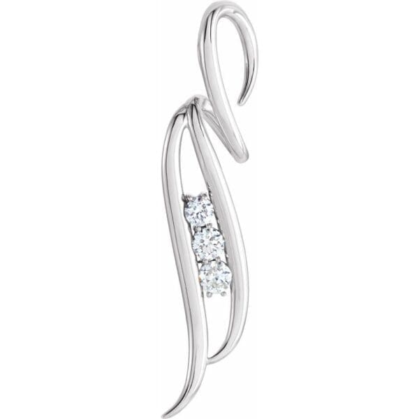 14K White 1/4 CTW Natural Diamond Freeform Pendant - Image 3