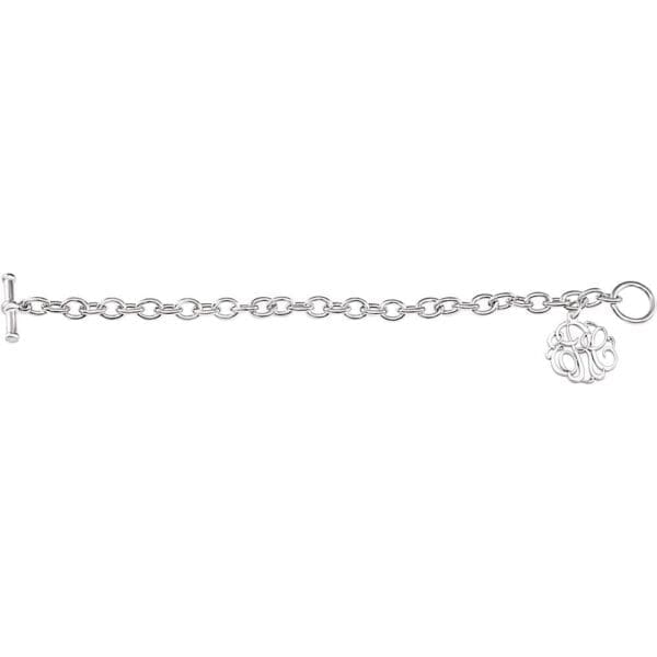 Sterling Silver 20 mm 3-Letter Script Monogram Charm Bracelet - Image 2