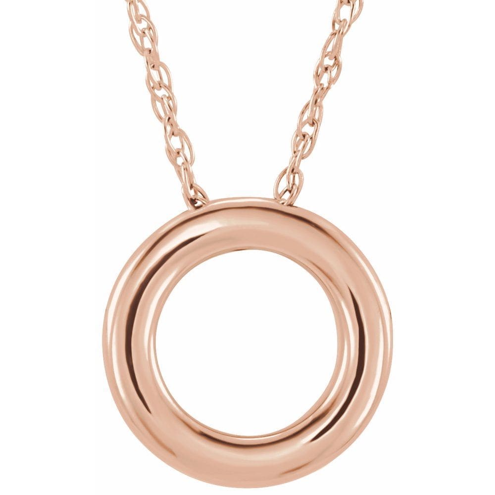 14K Rose 13 mm Circle 18" Necklace