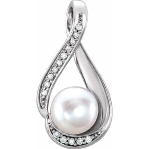 Sterling Silver Accented Pendant Mounting for 8 mm Pearl