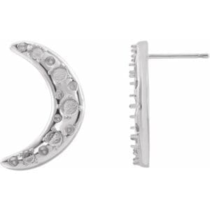 Sterling Silver Cabochon Crescent Moon Left Earring Mounting