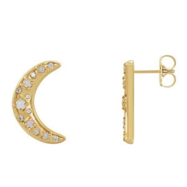 Sterling Silver Cabochon Crescent Moon Left Earring Mounting - Image 2